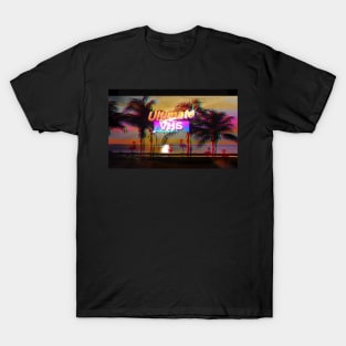 Glitch Art Pink Flamingos in Ultimate VHS Miami Beach T-Shirt